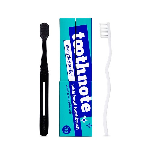 ウェーブラインワイド歯ブラシ 2個入り ホワイト+ブラック